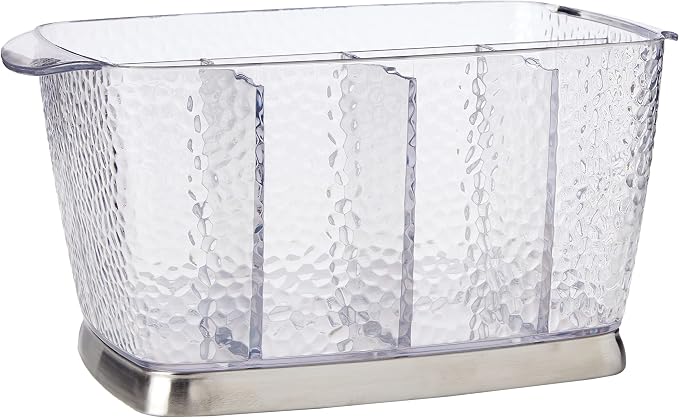 iDesign Rain Plastic Silverware Caddy Organizer Flatware Holder for Kitchen Countertop Storage, Dining Table, Outdoor Patio, Picnic Tables, Clear | Flatware Holder, Kitchen Countertop Storage, Dining, Outdoor Patio, Picnic Tables