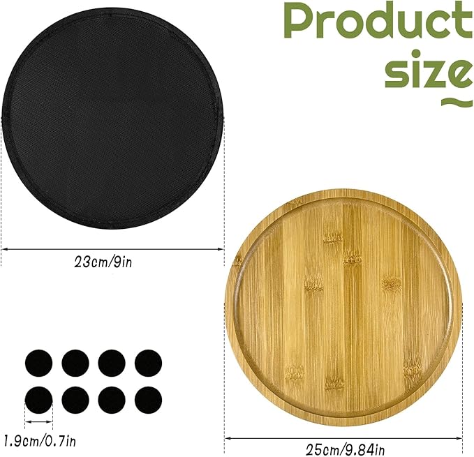 2 Pcs Tabletop Fire Pit Mat Set 10" Heat Resistant Mats Round Wooden Bamboo Tray with Fireproof Pad for Indoor Outdoor Winter Stoves to Protect Countertop and Table (10inch)