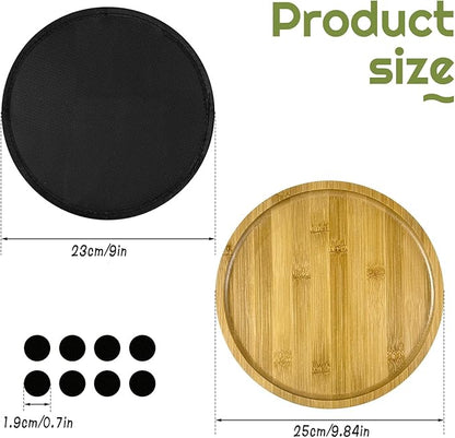 2 Pcs Tabletop Fire Pit Mat Set 10" Heat Resistant Mats Round Wooden Bamboo Tray with Fireproof Pad for Indoor Outdoor Winter Stoves to Protect Countertop and Table (10inch)