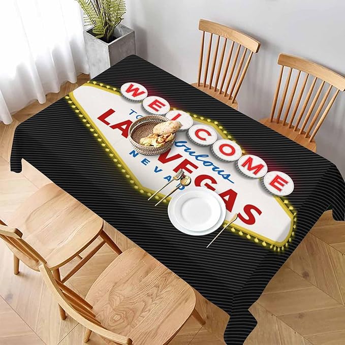 TKS MITLAN Welcome to Fabulous Tablecloth Decor Las Vegas Nevada Table Cloth Dining Room Kitchen Table Cover 60" X 84" Oblong/Rectangle