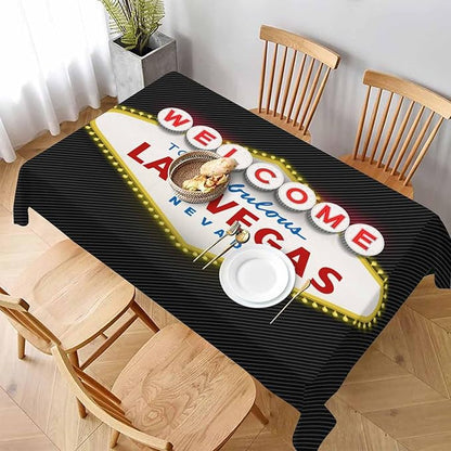 TKS MITLAN Welcome to Fabulous Tablecloth Decor Las Vegas Nevada Table Cloth Dining Room Kitchen Table Cover 60" X 84" Oblong/Rectangle