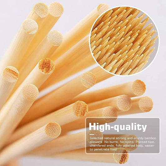 [100 PCS] 10 inch Bamboo Skewers, Premium Wooden Skewers without Splinters, Skewers for Grilling, BBQ, Appetizer, Fruit Kabobs, Chocolate Fountain, Cocktail Toothpicks, and Food Skewer Sticks.