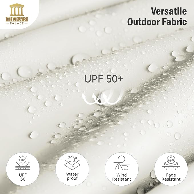 HERA'S PALACE 13 Ft Double-Sided Twin Patio Umbrella, Outdoor Double Sided Market Patio Umbrella with Crank, Powerful UV Protective (Ivory)