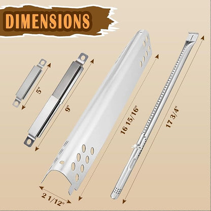 Grill Parts Kit for Char-Broil Performance 5 Burner, Stainless Steel | 5 Burners + 5 Heat Plates + 4 Crossover Tubes, Fits Char-Broil 463347519, 463243518, 463275717, Rust-proof, Even Heat