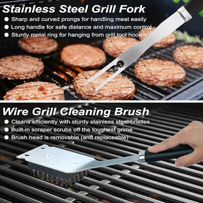 POLIGO 26 PCS Grill Set Backyard BBQ Grill Accessories Stainless Steel Grill Utensils Set with Bag for Fathers Day Birthday - Camping BBQ Tools Grilling Tools Set Ideal Grilling Gifts for Men Women