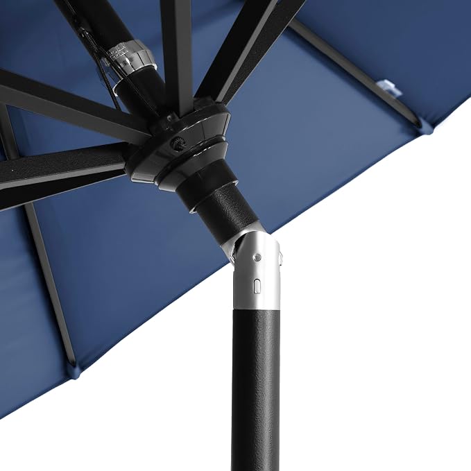 California Umbrella 12-Year-Non-Fading, 9Ft Premium Sunbrella Patio Umbrella, Hand-Crank, Button-Tilt, Black Frame, Navy Fabric