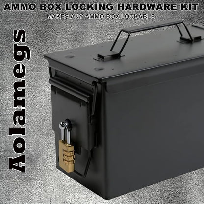 Aolamegs 50 Cal Ammo Can – Locking Hardware Kit and Stainless Steel Padlock，Ammo Box Military & Army M2A1