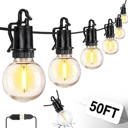 ZJOJO 50FT 26LEDOutdoor String Lights, G40 Globe Outdoor Lights | 25 Shatterproof LED Bulbs 2700K,IP65 Waterproof Patio Light for Outside Backyard Cafe Camping Fence