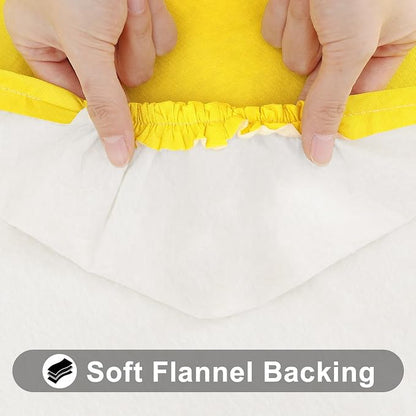 Smiry Rectangle Tablecloth, Elastic Fitted Flannel Backed Vinyl Tablecloths for 8ft Folding Tables, Waterproof Wipeable Table Covers for Indoor, Outdoor, Picnic and Camping (Yellow, 30"x96")