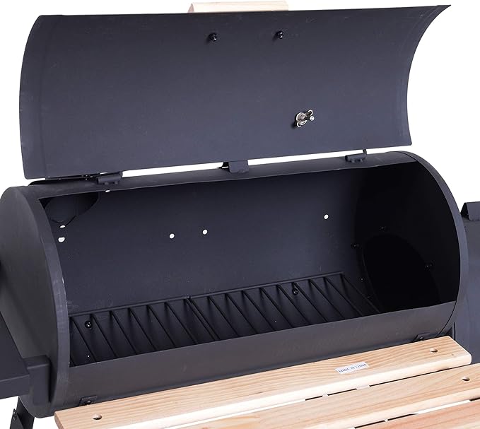 Steel Portable Backyard Charcoal BBQ Grill and Offset Smoker Combo with Wheels,Unique Design,Ample Storage,and Durable Construction