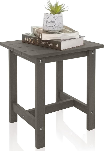 Outdoor Side Table, Weather Resistant Double Small Adirondack Side Table, Outdoor Indoor End Table for Chair, 17" Patio Table for Pool, Deck and Porch, Black (Item1, Grey)
