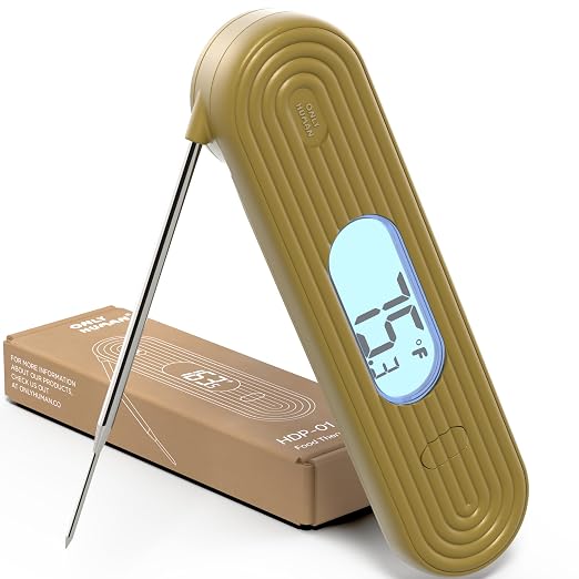 ONLY HUMAN HDP-01 Digital Instant Read Meat Thermometer, High Accuracy Food Cooking Thermometer with Ultra Bright Backlight Display (Olive Green)