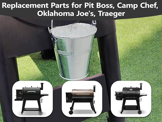 Aluminum Disposable Grease Bucket Liner Replacement Parts for Pit Boss 67292, Camp Chef, Oklahoma Joe's 9518545P06, Rec Tec, Traeger, Pit Boss Accessories, 5-Pack