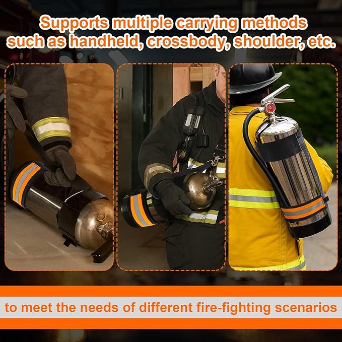 Shyyween 1 Pcs Adjustable Fire Extinguisher Carrying Strap Firefighter Gear Water Can Extinguisher Strap High-strength Nylon Webbing with Metal Buckle for Fire Safety (Orange)