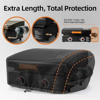 NOELIFE Griddle Cover for Blackstone 22 inch Tabletop Griddle with Hood, Propane Fuel Cylinder Can Be Covered Completely, Waterproof Grill Cover Outdoor BBQ Grilling Accessories (Cover Only)
