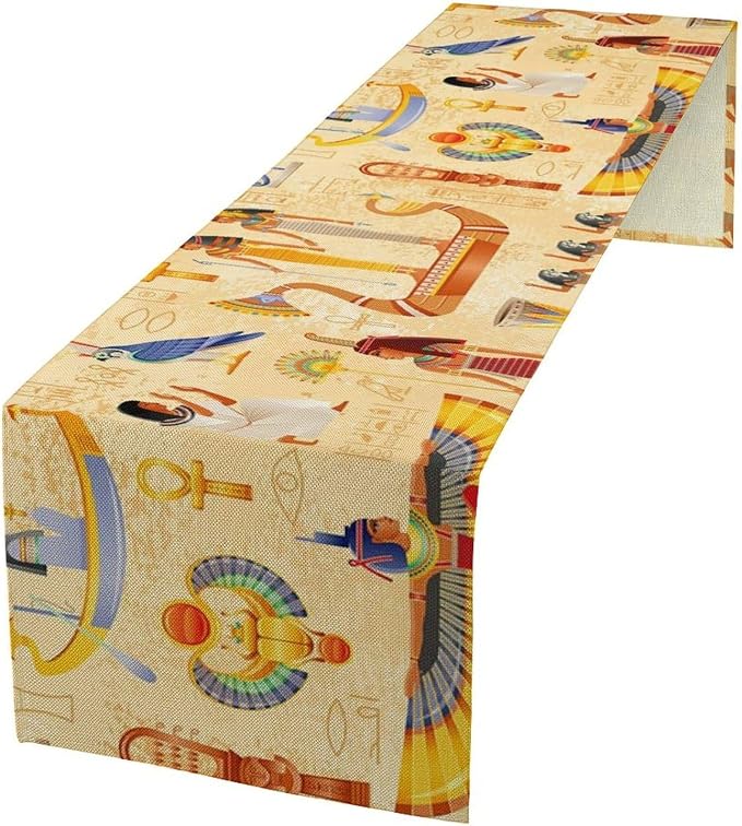 Egypt Table Runner Egyptian Ankh Goddess Wing Holiday Party Decoration Home Kitchen Island Dining Room Decor 13x60 Inch