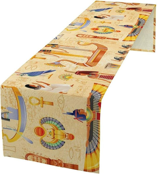 Egypt Table Runner Egyptian Ankh Goddess Wing Holiday Party Decoration Home Kitchen Island Dining Room Decor 13x36 Inch