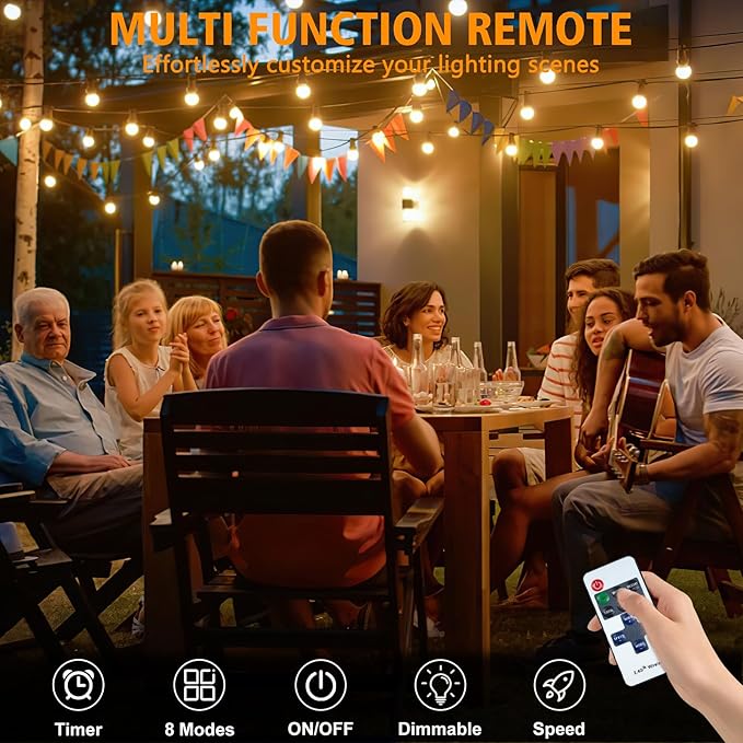 200FT G40 LED Smart Outdoor String Lights with APP Control for Patio | Hanging String Lights for Outside with 84 Shatterproof Bulbs, Patio Lights for Balcony Apartments Backyard, Bistro, Porch