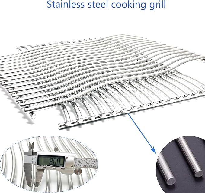 17-3/4" Stainless Steel 2Pack Waved Cooking Grids Grates Replacement Parts for Napoleon Rogue 425 Gas Grill S83013