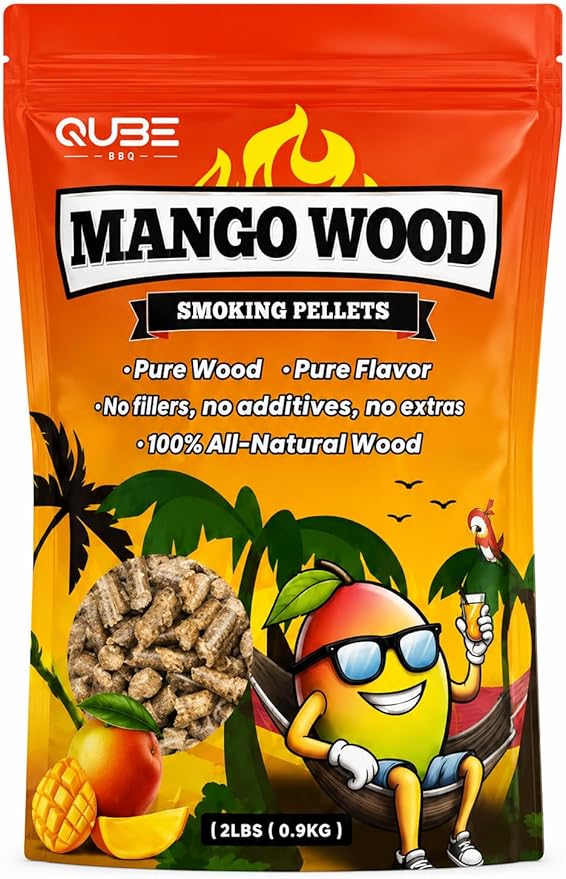 Taiwanese Mango Wood Smoking Pellets | Sweet Tropical BBQ Smoke | Use Less, Taste More | 100% Natural Hardwood for All Grills & Smokers | 2lb Bag
