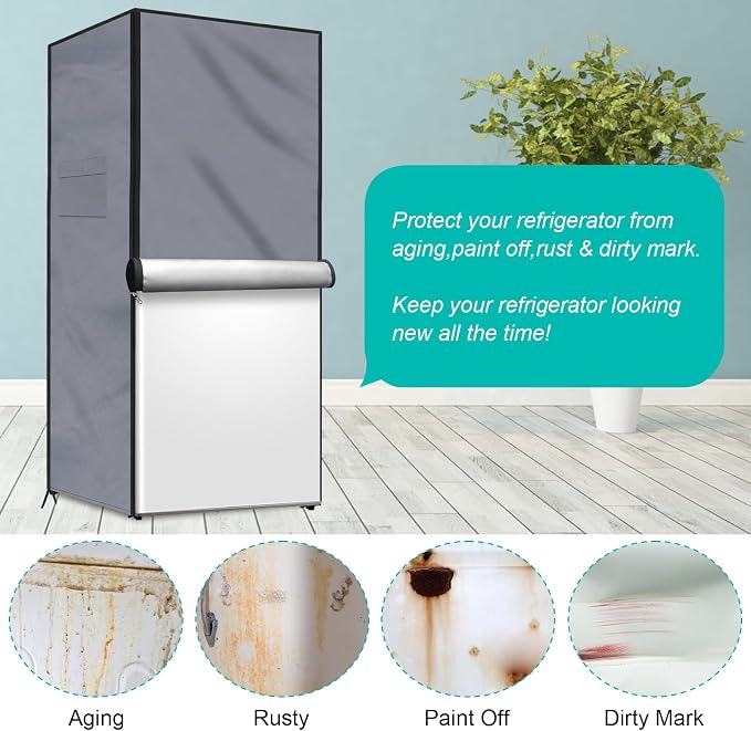 Outdoor Refrigerator Cover Dustproof Freezer for Protecting Upright Freezers/Beverage Refrigerator Compact 5-7.5 Cubic Foot Freezer Covers Outdoor (Silver, 23" x 23"x 56")