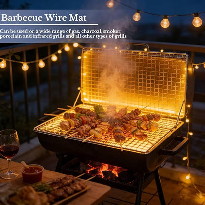 HERCHR Stainless Steel Mesh Grill Grate, Barbecue Grill Net Rack BBQ Mat for Outdoor Cooking, Heavy Duty Welded Baking Cooling Rack for Gas Charcoal Smoker Grills, Camping Picnic, 13.8x10.5in
