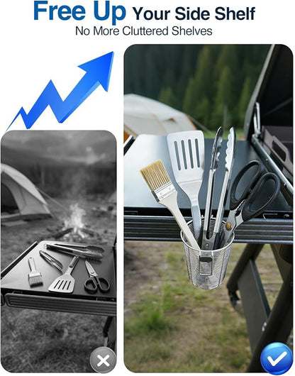 Griddle Caddy for Blackstone Prep Cart, Space Saving Organizer for Weber & Traeger Grill Cart, Tool Holder & Condiment Storage with 2-Handles for Grill Accessories, 2 Pack (Large + Medium)