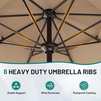 AreShark 10ft 2 Tiers Patio Umbrella - Outdoor Umbrella Waterproof UV Protection, Market Table Umbrella w/Push Button Tilt&Crank for Pool, Porch, Garden(Beige)