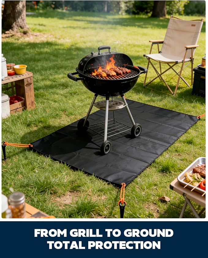 60 x 40 inch Under Grill Mats for Outdoor Grill, Double-Sided Fireproof, Waterproof, Oil and Waterproof Protective Mat for Grass and Deck, Outerdoor BBQ Fire Pit Fireplace Mat