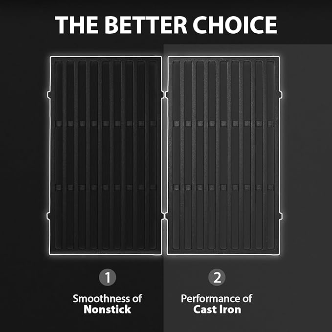 Utheer 7637 Cast Iron Grill Grates Replacement Parts Compatible with Weber Spirit 200 and Spirit II 200 Series E210 E215 E220 S210 S215 S220, 17.5 x 10.2 Inch Cooking Grates, 2 Pack