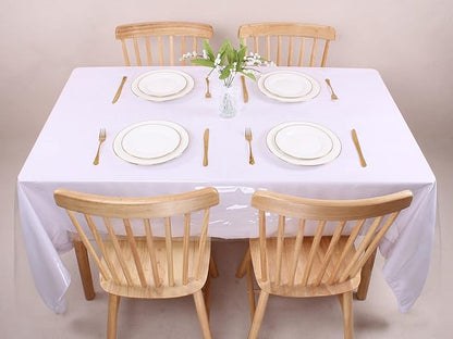 Kesfey Clear Plastic Tablecloth Protector 60 x 120 Inch Clear Plastic 100% Waterproof Tablecloths Wipe Clean Rectangle Table Cover Protector Oilproof Resistant Tablecover for Home Dining Table Kitchen