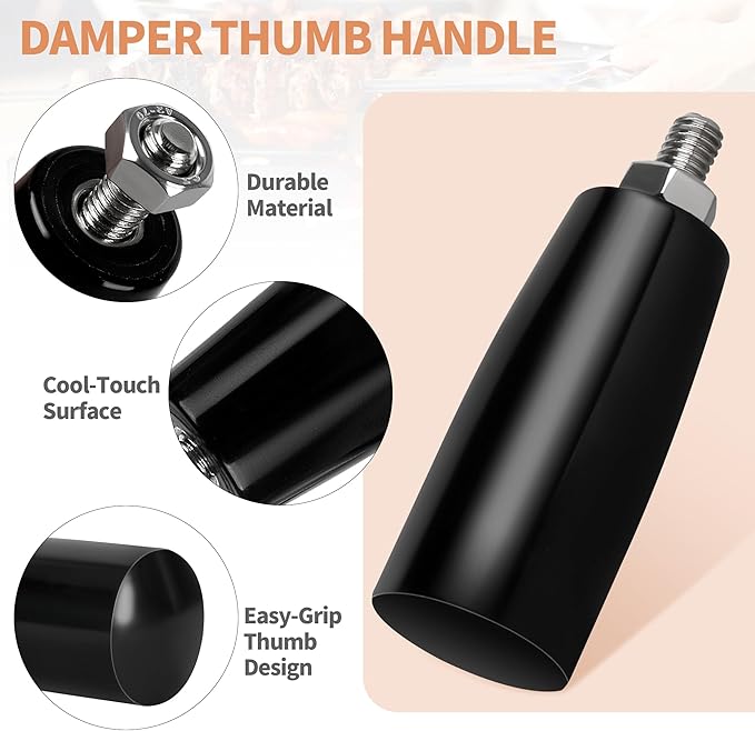 Cool Touch Damper Handle for Grill Vent, Damper Handle Knob Fit for Weber Smokey Mountain WSM Kettle, Easy-Grip Thumb Handles for Weber Smokey Mountain Accessories, Replacement Handle for Webers Grill