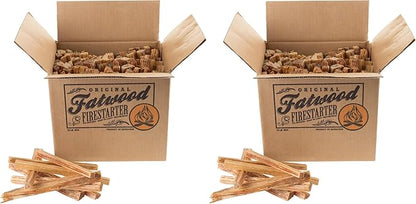 Fatwood Fire Starter Sticks 10lb Box - Indoor/Outdoor 100% All Natural Pine Fire Starters for Campfires, Fireplace, Firepit, or BBQ Grill - Kindling Wood Firewood Lighter by Pure Garden, (Pack of 2)