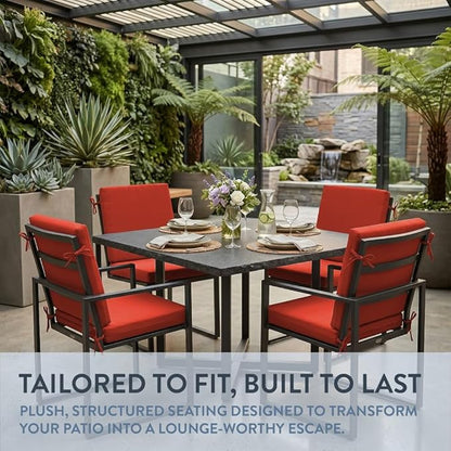 California Umbrella Outdoor Dining Chair, Set of 4 Patio Seat Cushions, 20 x 40 Inch, Premium Outdoor Memory Foam, Fade Resistant, Sunbrella Fabric, Fabric Ties, Melon