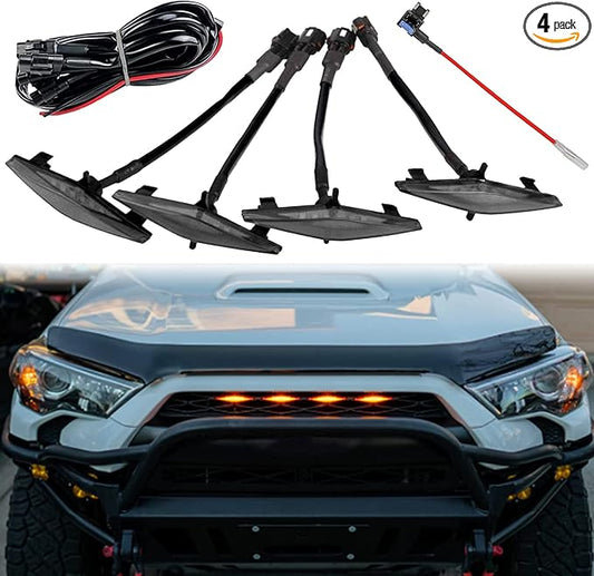LED Grill Lights for 2014-2023 Toyota 4Runner TRD Pro Grille, Including SR5, TRD off-road, Limited, TRO Pro Models Raptor Style LED Light (Amber light with black housing)