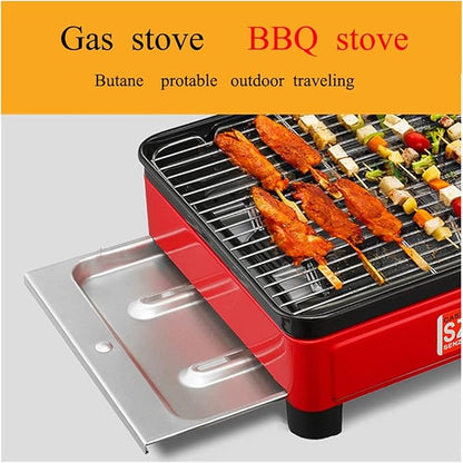 Portable BBQ Stove Grill Folding Charcoal Grill Outdoor Stainless Steel BBQ Grill Camping Cooking Picnic Barbecue Tools (Color : Orange)