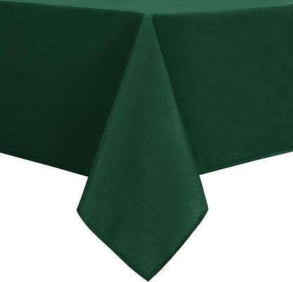 DWCN Rectangle Christmas Tablecloth - 60 x 84 Inch - Wrinkle Resistant Washable Table Cloth, Decorative Fabric Table Cover for Kitchen Dining Room Party and Outdoor Use, Hunter Green