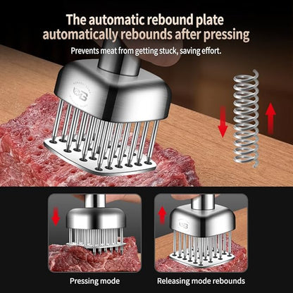 316 Stainless Steel Meat Tenderizer Tool, 24 Sharp Needles, BOMANSI BOMS Steak Tenderizer, Tenderizing Steak, Beef, Chicken, Pork, Barbecue, Marinating, Chicken Tenderizer with free cleaning brush