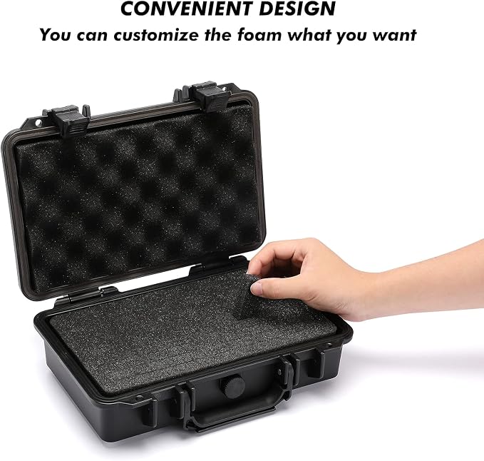 CASOMAN 11.5-Inch Water-Proof & Explosion-Proof Box, with Cush- Proof Sponge, IP67 Water Proof Grade, Customizable Foam