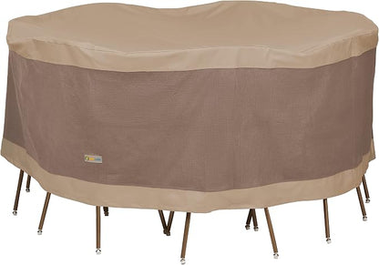 DUCKCOVERS Elegant Water-Resistant 90 Inch Round Patio Table & Chair Set Cover, Outdoor Table and Chair Cover