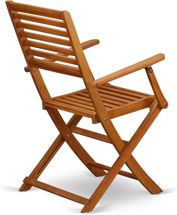East West Furniture DEBS52CANA 5 Piece Outdoor Patio Dining Sets Includes a Rectangle Acacia Wood Table and 2 Folding Arm Chairs with 2 Side Chairs, 40x72 Inch, Natural Oil