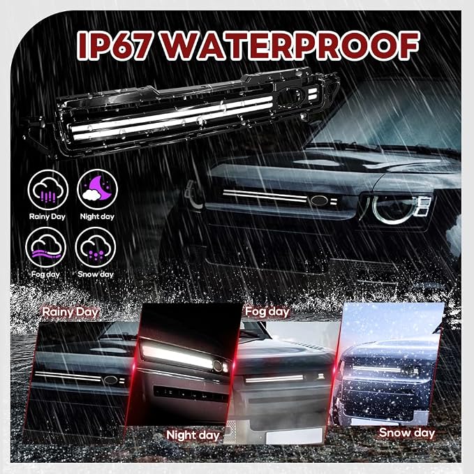 LED Grille Lights for 2020-2025 Land Rover Defender 90 110 130 Front Grill Trim Strips Light with Start Up Animation DRL Lighting Replacement Accessories (White)