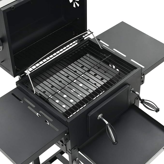 Gecheer Charcoal-Fueled BBQ Grill with Bottom Shelf Black for Patio Backyard Garden Camping Bonfire