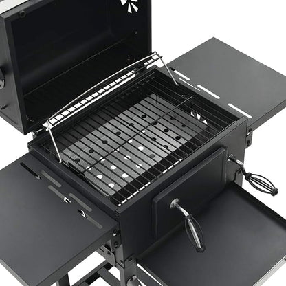 Gecheer Charcoal-Fueled BBQ Grill with Bottom Shelf Black for Patio Backyard Garden Camping Bonfire