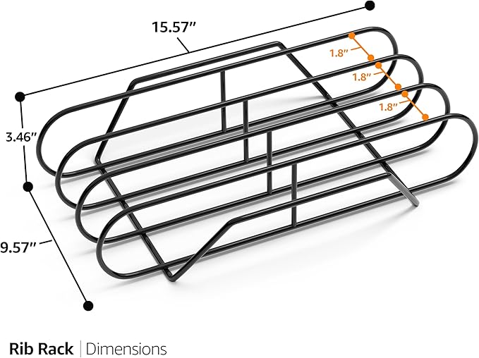 Sorbus Extra Large Non-Stick Rib Rack - Porcelain Coated Steel Roasting Stand – Holds 3 Full Rib Racks for Grilling & Barbecuing - Perfect BBQ Accessories for Smoker & Grill - Convenient Design, Black