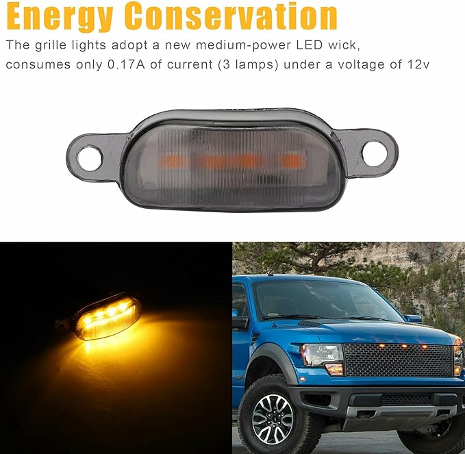 3X Smoked Lens Amber LED Front Grille Running Lights Lamps for
