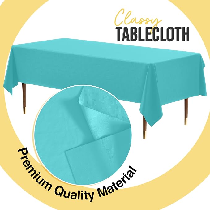 66% Thicker Premium Plastic Table Cloth Rectangle Table Cover 0.5 Mil 24 Pack Aqua Table Cloth 54 Inch x 108 Inch Disposable Tablecloth Won't Tear Easily Like Cheap Thin Brands By Exquisite