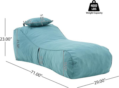 Christopher Knight Home Morton Outdoor Bean Bag Chair Set of 2, Fabric Bean Bag Chair for Adults and Kids, Indoor/Outdoor Sun Lounger with Headrest, Patio Chaise Lounge Chair Set of 2, Teal