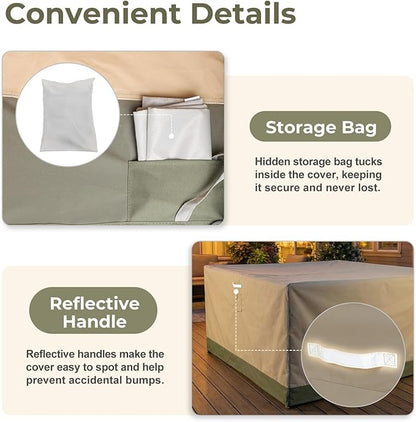 BPS Patio Furniture Cover for Outdoor Table and Chairs, 600D Waterproof and Anti-UV Patio Sectional Set Cover for Outside General Purpose Furniture, 66''L x 66''W x 32''H