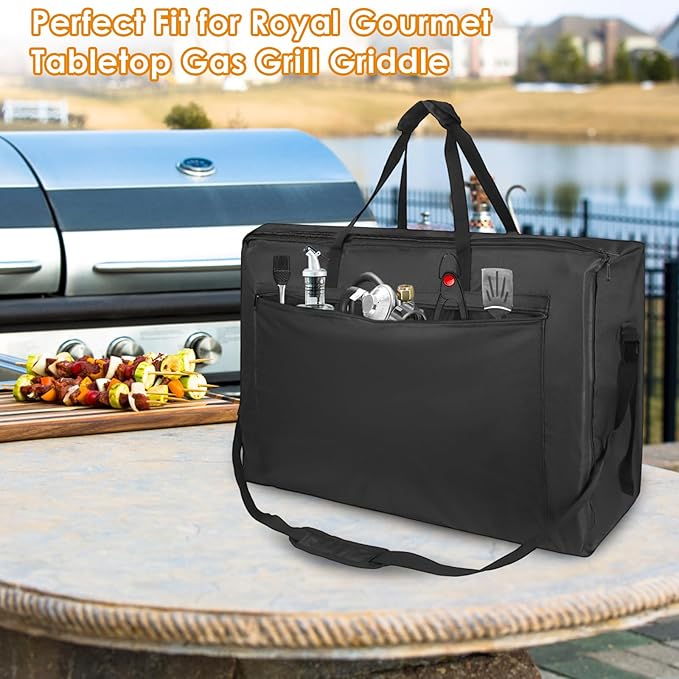 Portable Grill Carry Bag Compatible with Royal Gourmet PD1301R PD1301S Tabletop Grill, 24-Inch 3-Burner Table Top Griddle Carry Bag, Outdoor Water-resistant Grilling Accessories
